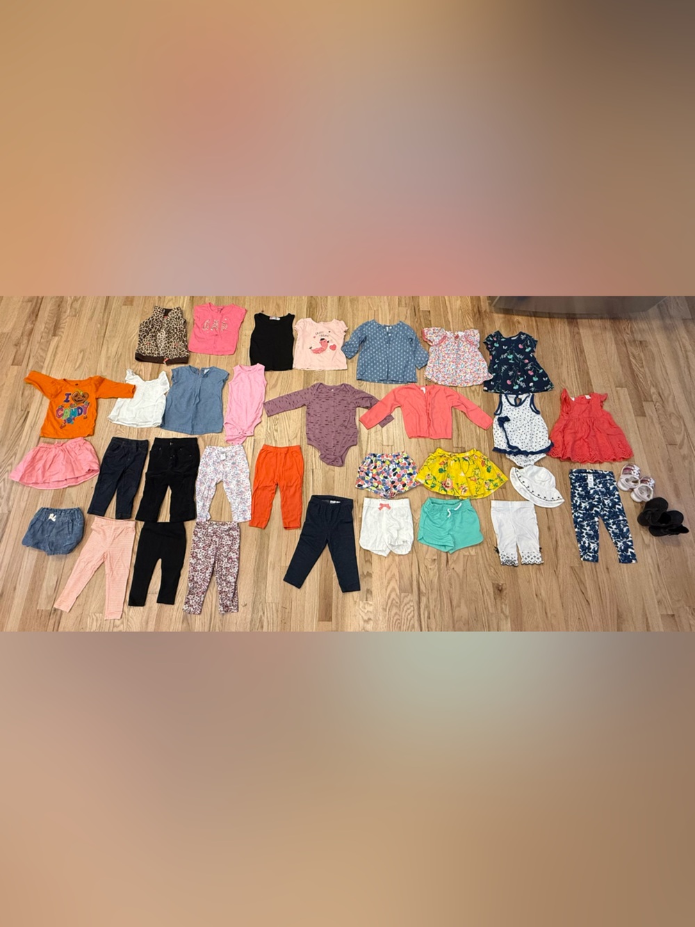 Girls Mixed Color Casual Matching Set - Coral, Teal, Yellow & Navy